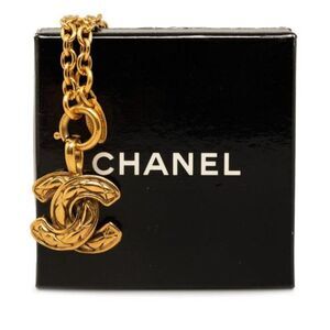 Chanel CC Matelasse Quilted Pendant Necklace